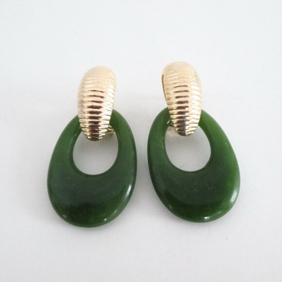Wholesale lot 12 pairs of Jade Door Knocker Earrings - Picture 1 of 4